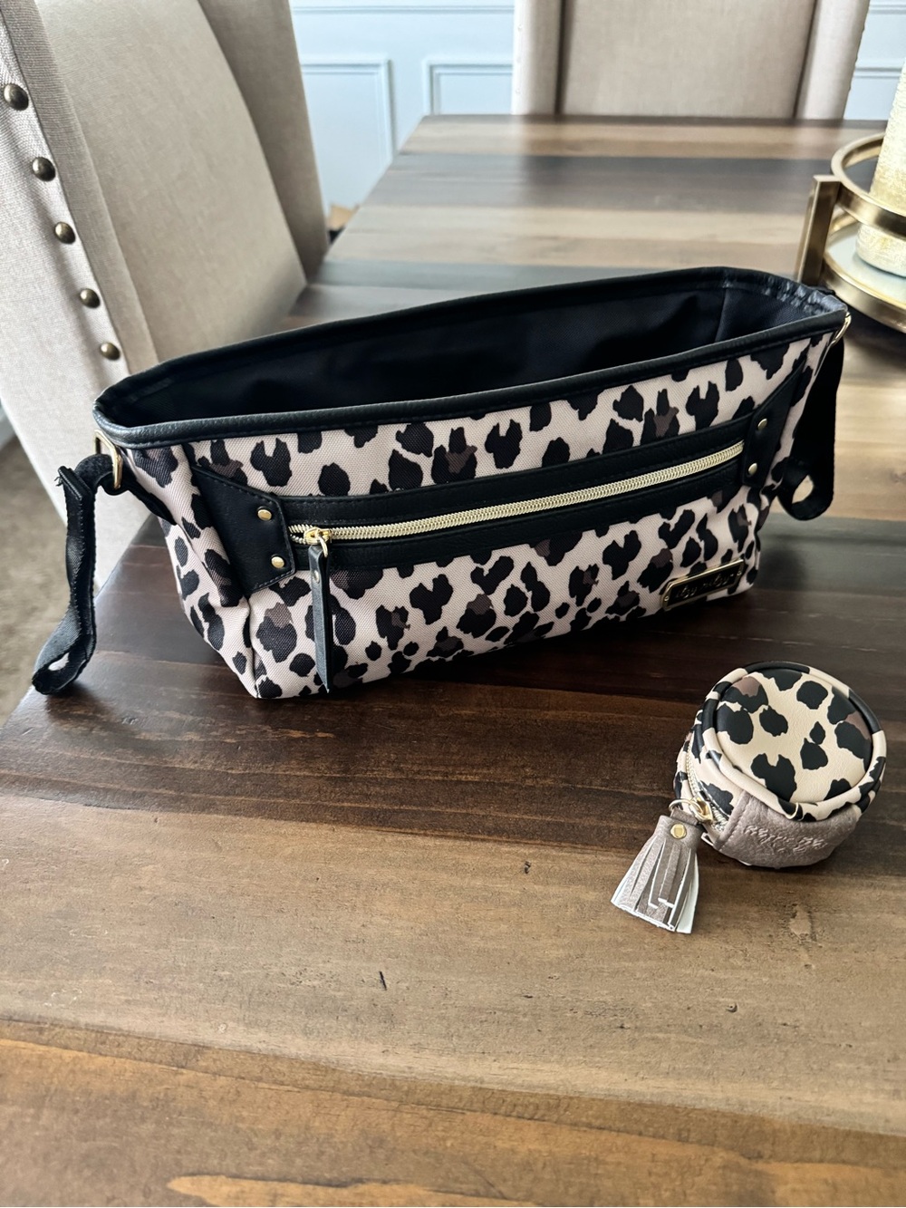 Itzy Ritzy Leopard Print Organizer & Pacifier Holder Caddy in Beige and Black